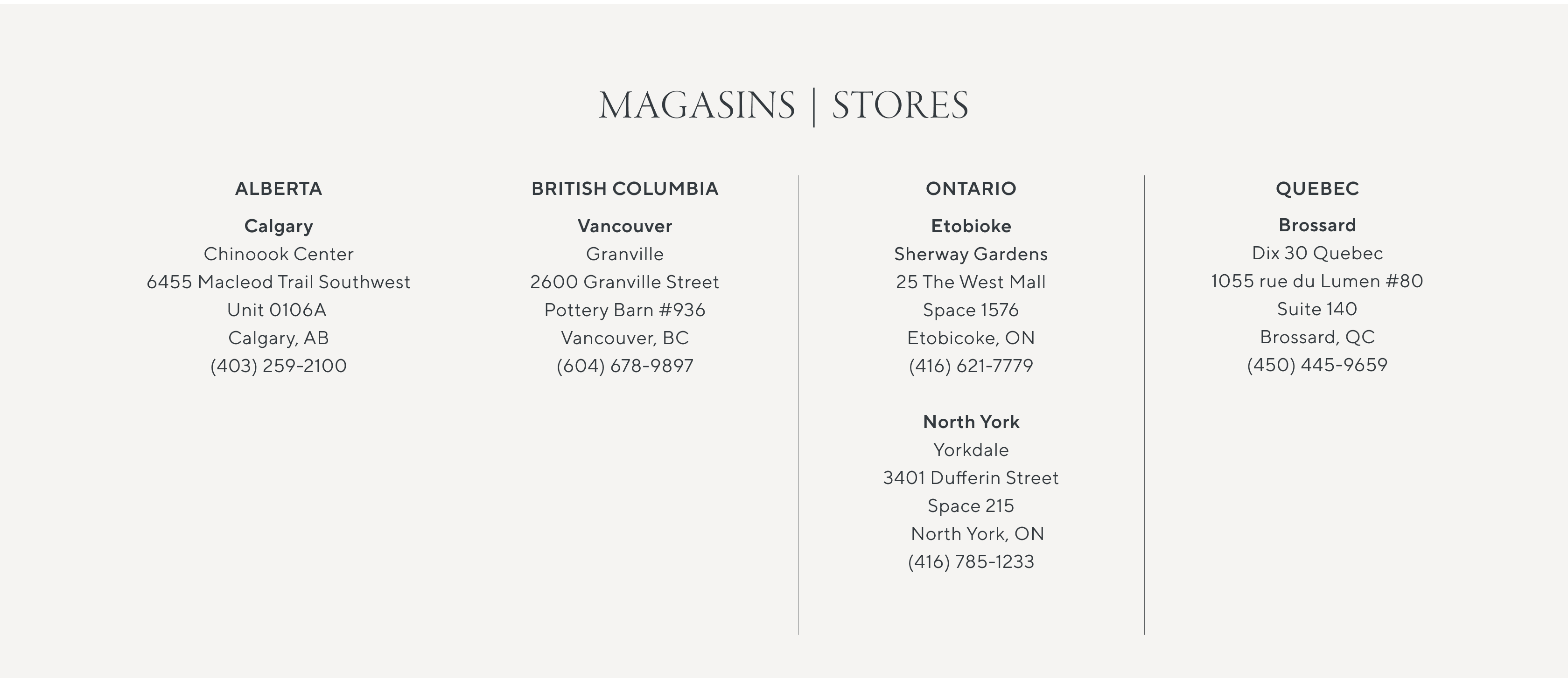 MAGASINS | STORES